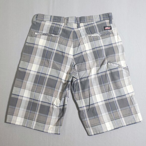 Dickies flat front lightweight shorts men's size 32 grey white chequered - Picture 3 of 13